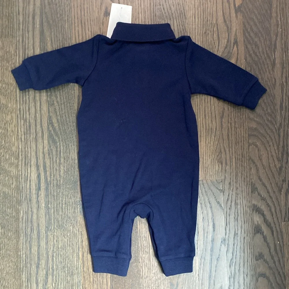 NWT Ralph Lauren Navy Baby Boy Cotton Polo Coverall 3 month - Picture 9 of 10